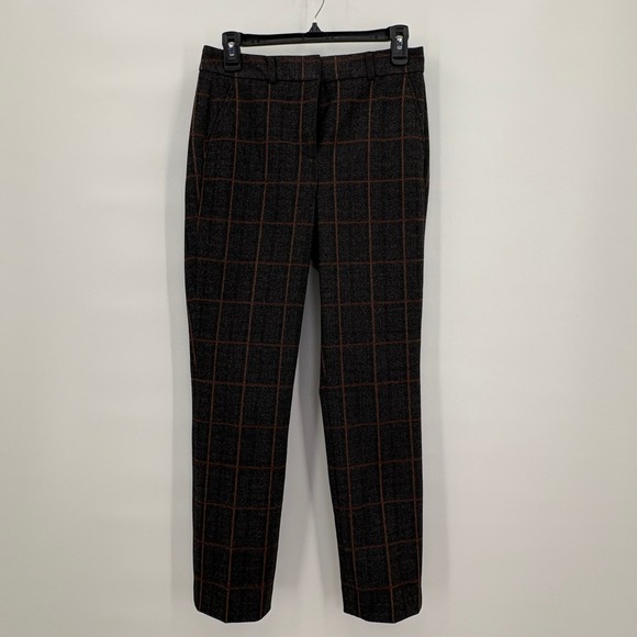White House Black Market Pants - White House Black Market Elle Slim Herringbone Windowpane Pants Gray Rust 2